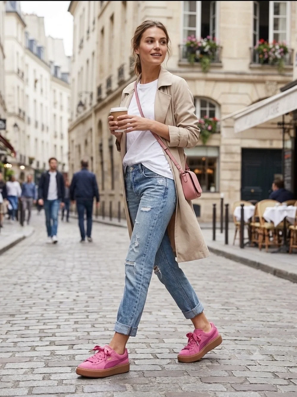 Puma Barbie Pink Suede Sneakers with Gum Platforms Soles